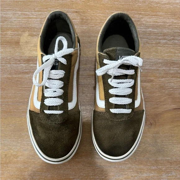 Vans Women Size 7 Old Skool Sneaker Shoes Green Brown - Picture 1 of 8